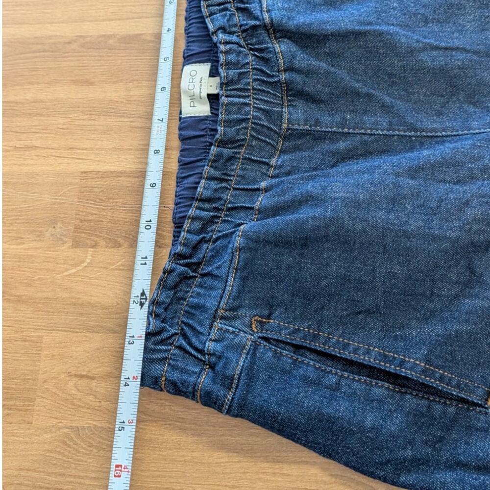 Anthropologie Pilcro Izzie Relaxed Pull-On Barrel Jeans Womens S Navy Fuse Wash - Picture 7 of 9